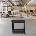 Luxor - Chariot utilitaire polyvalent à deux plateaux cuvettes Luxor TUFFY XL - 32" L x 18" P - noir-Décliné en noir, le design convient à divers environnements professionnels tout en offrant des surfaces faciles à nettoyer