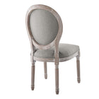 Modway - Arise Français vintage Tissu rembourré Fauteuil d’appoint de salle à manger - Gris clair-Cadre en bois massif cannelé