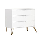 Manhattan Comfort - Avira 35" commode 3 tiroirs style mid-century modern - blanc-Conception compacte et polyvalente idéale pour les chambres, les chambres d'amis ou les appartements