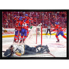 Montreal Canadiens Game-Winning Goal sur toile - Toile encadree - 31" x 22"-Impression sur toile de qualité supérieure avec bordures enveloppées