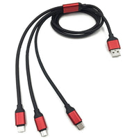 Exian - Câble Lightning/Micro USB/Type-C vers USB d'Exian, noir-Poids léger