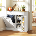 HOMCOM - buffet de ferme 10 gallons avec poubelle basculante, armoire latérale avec porte-épices et tiroirs - blanc-Grand espace de rangement avec étagère à épices à 3 niveaux, deux tiroirs et une armoire 