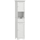 HOMCOM - Armoire de rangement de salle de bain 67 po avec lumière LED et étagère réglable - blanc-Une lumière LED activée par le mouvement à l'intérieur s'allume automatiquement pour un accès facile la nuit 