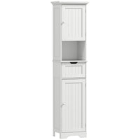 HOMCOM - Armoire de rangement de salle de bain 67 po avec lumière LED et étagère réglable - blanc-Une lumière LED activée par le mouvement à l'intérieur s'allume automatiquement pour un accès facile la nuit 