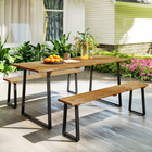Outsunny - Ensemble table de pique-nique et bancs pour 6 personnes avec trou pour parasol de 2 po-Chaises en tissu textilène améliorant la respirabilité et le confort