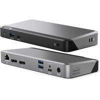 ALOGIC - Station d'accueil universelle DX2 avec double écran 4K et alimentation 100 W-2 ports DisplayPort 4K à 60 Hz (3840 x 2160), 2 ports USB-A 3.1 Gen 1 (5G), 1 port USB-A 3.1 Gen 1 (5G) BC 1.2, 1 port USB-C 3.1 Gen 2 (10G) BC 1.2, 1 prise jack combinée 3,5 mm, 1 port Ethernet Gigabit