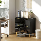 HOMCOM - Caisson à 2 tiroirs avec rails réglables pour dossiers format lettre/A4/légal - noir brillant-Design moderne et luxueux avec une finition haute brillance et des accents dorés 