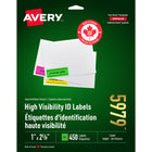 Avery Étiquettes voyantes couleurs fluo assorties, laser, 2 5/8 po x 1 po, paq./450 (05979)-Étiquette permanente