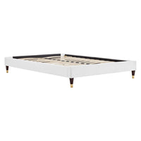 Modway - Harlow Performance Velvet Cadre de lit plateforme Queen, Blanc-Cadre de lit plateforme Queen