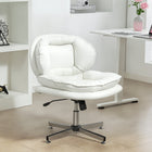 HOMCOM - Chaise de bureau sans accoudoirs à croisillons - blanc-Hauteur réglable et légère fonction d’inclinaison pour trouver votre confort personnel