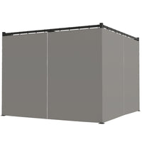 Outsunny - Retractable Pergola Canopy avec parois latérales - 10 pi x 10 pi - gris clair-Le toit en polyester enduit de PU est rétractable, il glisse pour se positionner et vous protéger du soleil 