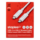 Staples - TECH Câble de chargement USB-C vers USB-C - 3,3 pi - 10Gbps/sec - blanc-Câble de chargement USB-C vers USB-C de 3,3 pi (1 m) qui transfère les données à des vitesses allant jusqu’à 10 Gb/s
