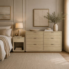 Manhattan Comfort - Evelyn 60" Moderne Commode à 6 Tiroirs Double - Naturel-Garantie limitée du fabricant de 30 jours