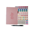Wamaco - Collection Pineapple Planning Essential - Agenda rose non daté, autocollants, stylo-Pratique - Cet ensemble est suffisamment petit pour se glisser dans la plupart des sacs ou des porte-monnaie.