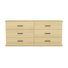 Manhattan Comfort - Commode double traditionnelle Clifford à 6 tiroirs - Chêne naturel-Finition stratifiée aspect bois : aspect bois chaud et naturel avec une surface durable et facile à nettoyer