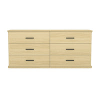 Manhattan Comfort - Commode double traditionnelle Clifford à 6 tiroirs - Chêne naturel-Finition stratifiée aspect bois : aspect bois chaud et naturel avec une surface durable et facile à nettoyer