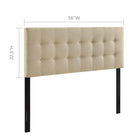 Modway - Emily Tissu rembourré Tête de lit complète, Beige-Convient aux lits de taille normale