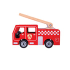 Bigjigs Toys - Camion de pompiers de la ville-Parfait pour tout jeune pompier en herbe, ce véhicule magnifiquement conçu est prêt à se précipiter sur les lieux