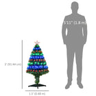 HOMCOM - Arbre de Noël artificiel de 3FT pré-éclairé à fibres optiques LED décoration de vacances-8 modes d'éclairage incluent combinaison, vagues, séquentiel, poursuite/flash, fondu lent, scintillement/flash et fixe 