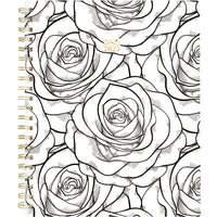 Cambridge - Agenda scolaire hebdomadaire/mensuel rose graphique 2024-2025 - 8 1/2 po x 11 po - noir/blanc - bilingue -Couverture en poly durable, résistant à l'eau