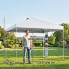 Outsunny - Tente auvent pliante 9.6 pi l x 9.6 pi L avec poches - Installation facile à 1 bouton - Blanc-Aération supérieure pour une meilleure circulation de l’air et dissipation de la chaleur