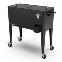 Permasteel - Glacière de patio rétro 80 pintes sur roulettes avec séparateur - noire-Sa grande capacité de 80 pintes offre un espace généreux pouvant contenir jusqu’à 110 canettes de 12 oz, plus de la glace.