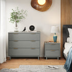Manhattan Comfort Granville Modern Dresser and Nightstand Set - Light Grey-Recommended for up to 35 inch TV.