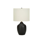 Monarch Specialties - Luminaire - 22 po H Lampe De Table - Céramique Noire - Abat-Jour Ivoire / Crème - Transitionnel-Cette lampe de table de style transitionnel de 26 pouces de haut avec un cordon transparent de 5 pieds ajoute une touche décorative à votre table d'appoint ou de bout dans le salon ou le bureau, ou sur une table de chevet dans votre chambre