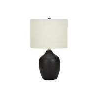 Monarch Specialties - Luminaire - 22 po H Lampe De Table - Céramique Noire - Abat-Jour Ivoire / Crème - Transitionnel-Cette lampe de table de style transitionnel de 26 pouces de haut avec un cordon transparent de 5 pieds ajoute une touche décorative à votre table d'appoint ou de bout dans le salon ou le bureau, ou sur une table de chevet dans votre chambre