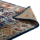 Modway - Entourage Jessa Treillis floraux vintage vieillis Tapis de comédie 8 pi l x 10 pi L - Bleu Orange Jaune Rouge-8