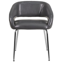 Fauteuil d'appoint contemporain pour aire de réception, cuir gris, série Fusion-Chaise longue
