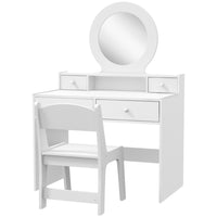 Qaba - Coiffeuse pour enfant avec miroir et tabouret - Blanc-Colour: White 