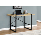 Monarch Specialties - 7658 Bureau 48 po L - Naturel/Metal Noir-Des pieds en métal robustes au fini noir sont intégrés dans le dessus de bureau pour un effet visuel intéressant