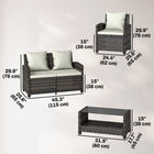Outsunny - Ensemble de conversation de patio de 4 pièces avec coussins, beige-Boutons à corne pour éviter que les coussins d’assise ne glissent