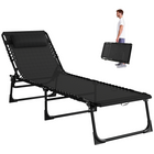 Outsunny - Chaise longue pliante d’extérieur pour camping - randonnée - noir-Inclinaison complète avec 4 positions de dossier