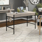 Hudson&Canal - Bureau Nolan 48" - Aulne blanc-Fabriqué en acier robuste et en matériaux MDF et PVC durables dans une finition noire