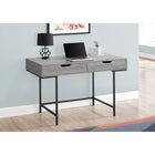 Monarch Specialties - 7553 Bureau 48 po L - Gris/Metal Noir-La base en métal au fini noir offre de la stabilité et comprend des pieds en métal minces qui sont encastrés sous le bureau rectangulaire