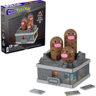 MEGA - Showcase Kit de jouets de construction Pokemon Mini Motion Dugtrio - 350 pièces-Figurine Triopikeur à construire avec bouton caché pour activer le mouvement