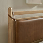 Modway - Leni Grandeur nature Cuir et bois véganes Cadre de lit à plateforme jumelée - Chêne clair-Sangles en faux cuir
