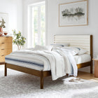 Modway - Olea Bois massif Boucle à touffes de canal Lit plateforme Queen, Noyer plume-Pattes rondes de pilier