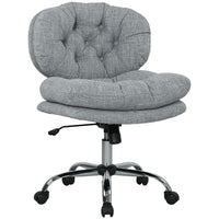 HOMCOM - Chaise de bureau sans accoudoirs avec siège rembourré et fonction d’inclinaison - gris-Dossier incurvé avec design capitonné ajoute une touche d’élégance