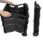 BAZIC Products - Chariot pliant sur roues avec couvercle, 16 po x 18 po x 15 po, Noir/Gris-Longue poignée réglable