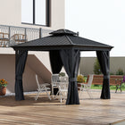 Outsunny - Tonnelle d'extérieur à toit rigide 10' x 12' - gris foncé-Construit à partir d'un solide cadre en acier et en aluminium 
