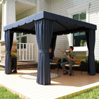 Outsunny - Tonnelle d’extérieur pour terrasse 10 pi l x 10 pi L avec parois latérales - bleu foncé-Rideaux intérieurs en tissu maille avec 4 fermetures éclair intégrées