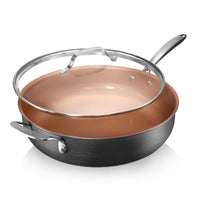 Gotham Steel - Batterie de cuisine antiadhésive géante de 5,5 pintes-Ultra antiadhésif - la surface de cuisson antiadhésive est recouverte trois fois et renforcée Avec des diamants pour une libération ultime des aliments, aucune huile ou beurre nécessaire pour une alimentation plus saine et offre un nettoyage sans tracas, 1-2-3