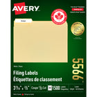 Avery - Étiquettes de classement 5566 permanentes jet d'encre/laser avec TrueBlockâ„¢, blanc, paq./1500-Parfaites pour les chemises de classement, documents, reliures et petits objets