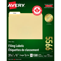 Avery - Étiquettes de classement 5566 permanentes jet d'encre/laser avec TrueBlockâ„¢, blanc, paq./1500-Parfaites pour les chemises de classement, documents, reliures et petits objets