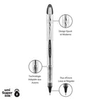 uni-ball - Stylos à bille roulante Vision Elite – 0,8 mm – noir – paquet de 3-Couleur et construction du canon : Blanche