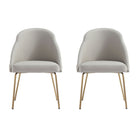 Manhattan Comfort - Lot de 2 chaises de salle à manger modernes Gracie 61,5 cm en similicuir, coloris pierre et or-Chaise de salle à manger moderne pour salle à manger et usage de travail Lot de 2