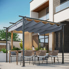 Outsunny - auvent de pergola rétractable extérieur - 10 pi x 10 pi - gris-Auvent en polyester anti-UV et résistant à l'eau qui bloque les rayons UV nocifs 